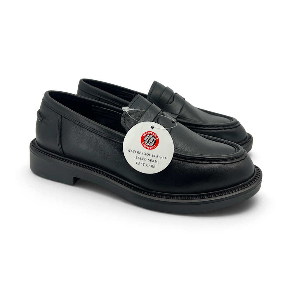 Blondo Halo Waterproof Leather Penny Loafers Women's 7 M Black Moc Toe Slip On